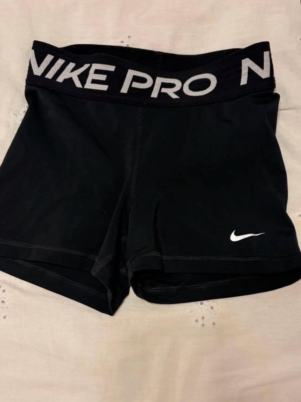 Nike Black Compression Training Shorts with White Swoosh